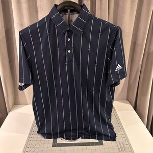 Adidas Men's Dark Blue Polo with White Stripes